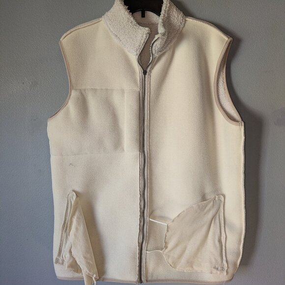 SMOG by New Yorker Men's Cream Fur Soft Fleece Zip Up Vest X-Large - Picture 4 of 10